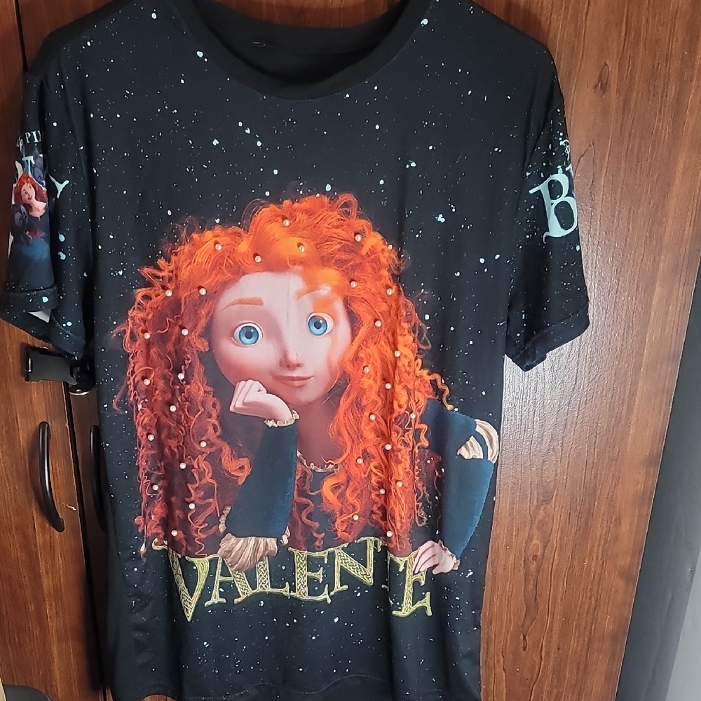 Disney Black Tee with Brave Character Print
